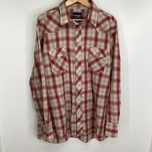 Men's Wrangler‎ Pearl Snap Long Sleeved Big & tall Western Shirt 3XL